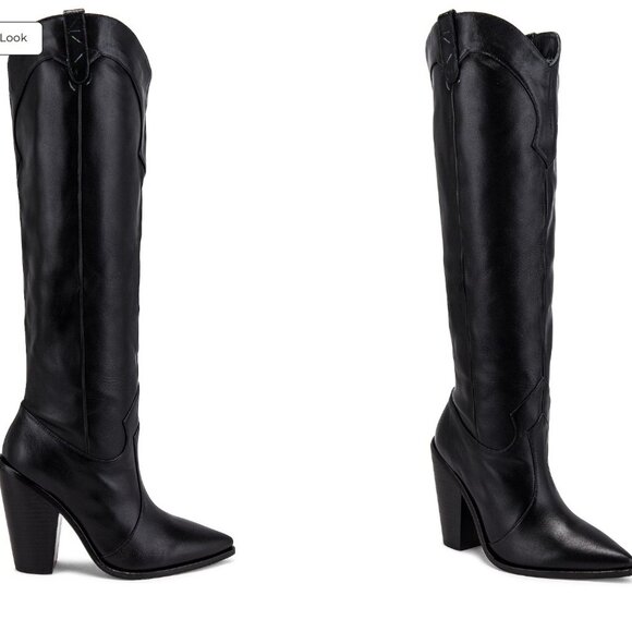 RAYE Inferno Boot in Black leather knee high heel cowboy western cowgirl boots